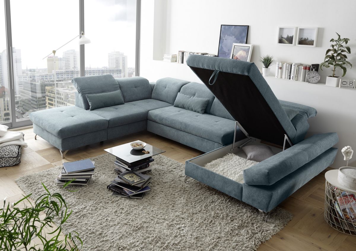 drijvend Scarp Uitdrukkelijk Couch MELFI L Sofa Schlafcouch Wohnlandschaft Schlaffunktion grün dunkel U -Form