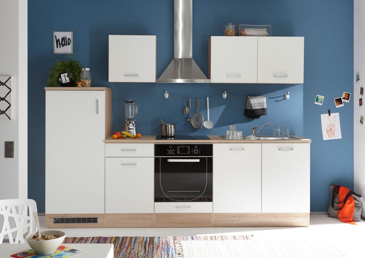 Küche Singleküche Küchenzeile Miniküche Küchenblock 180 cm weiß schwarz respekta 