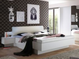 Bett Bettanlage Doppelbett Truhe Nachtkommoden Ehebett Schlafzimmer 180x200 weiß1