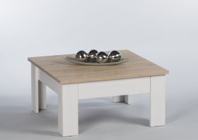 Couchtisch Wohnzimmertisch Beistelltisch Tisch Holz hell quadratisch Schublade1