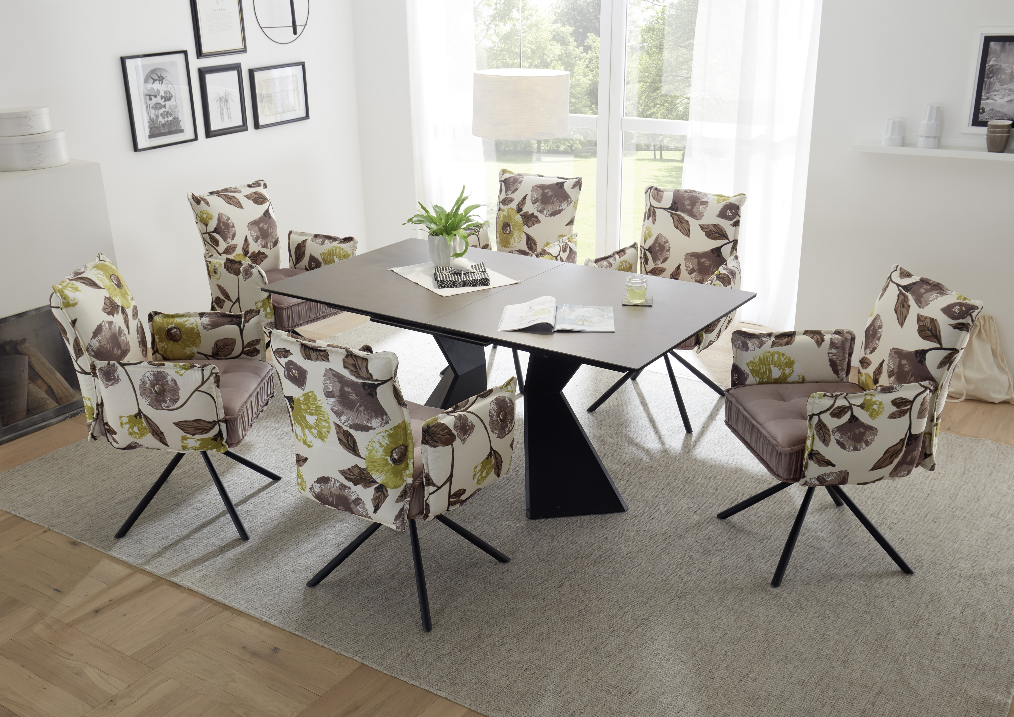 Essgruppe ROBINSON Tischgruppe 6 Stühle ausziehbar Keramik ...